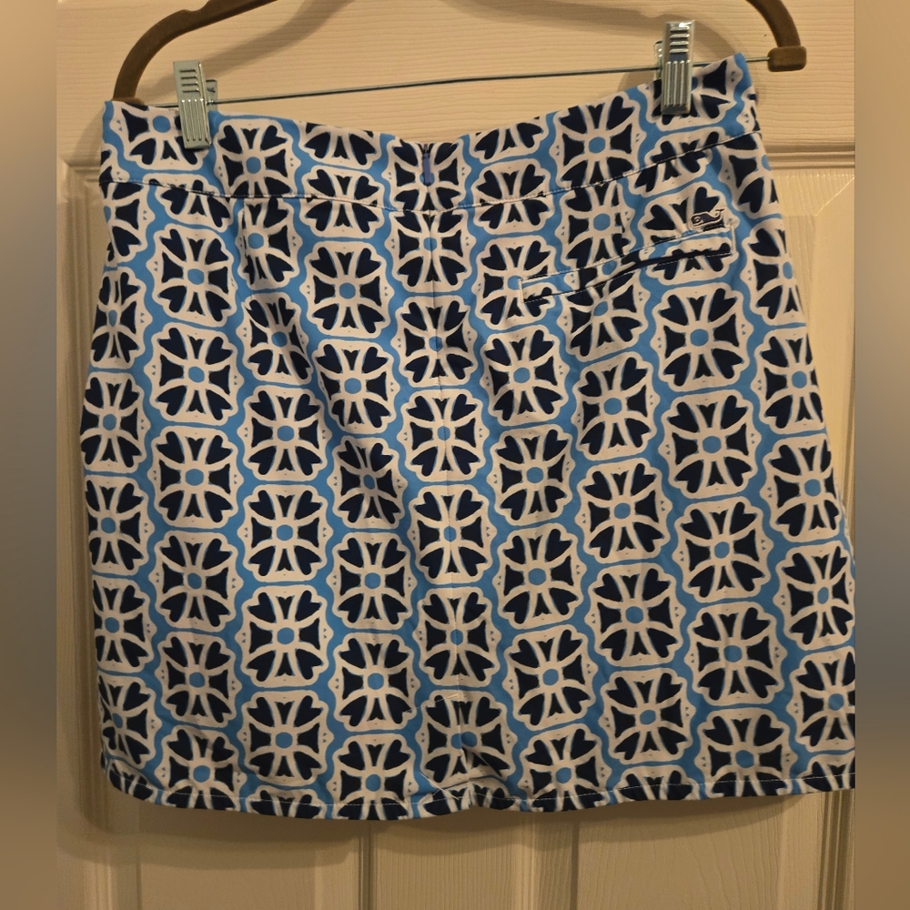Vineyard Vines Performance White &‎ Blue Printed Preppy Tennis Golf Skort SZ 8